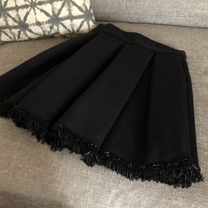 Maje scuba skirt with beaded fringe and pockets